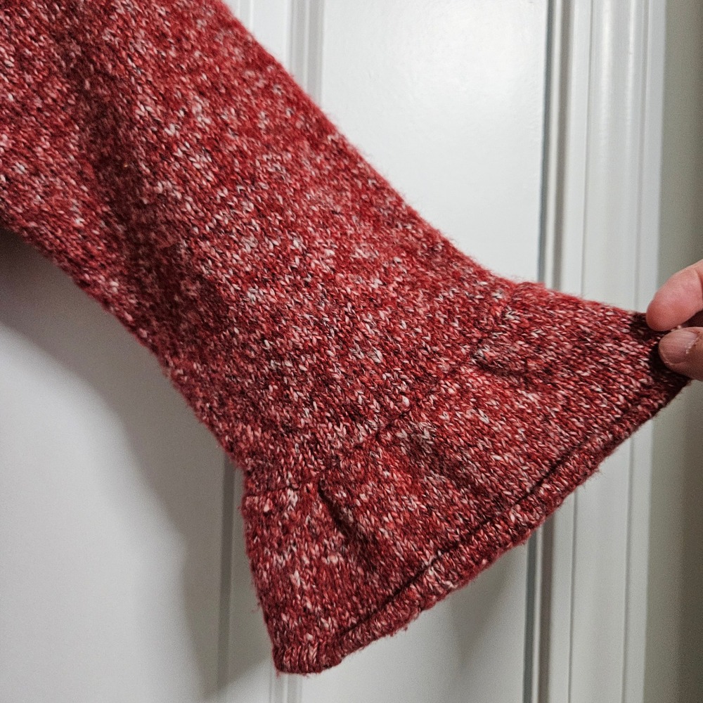 Fever Retro Cardigan Dress Womens Med Red Marled Peter Pan Collar Bell Sleeve - Picture 6 of 11